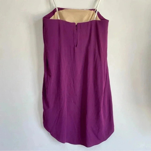 Halston Heritage Draped Mini Dress Purple Beaded Wrap Sleeveless Strapless 12 - Picture 5 of 13